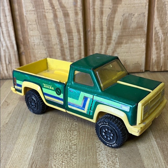 Vintage Tonka Green Yellow Pickup Truck Metal Toy Truck Original Sticker - Picture 4 of 6